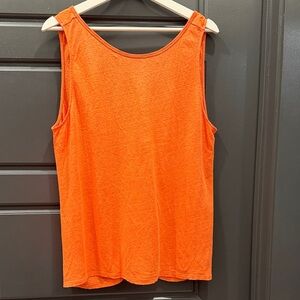 Women's Orange Sleeveless Linen Tank Top